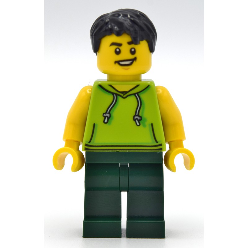 LEGO Set fig-008445 Lime Torso, Dark Green Legs, Black Hair ...