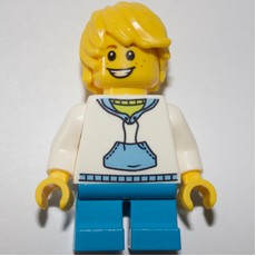 Kid, White Torso, Dark Azure Legs, Yellow Hair (fig-008449)