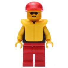 Man, Black Torso with Yellow Arms, Red Legs, Red Cap, Yellow Life Vest, Sunglasses (fig-008477)
