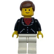 Man, Black Jacket over Red Shirt, White Legs, Brown Hair (fig-008479)