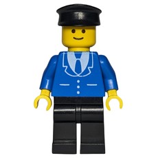 Man, Blue Jacket with Tie and Three Buttons, Black Legs, Black Hat (fig-008480)