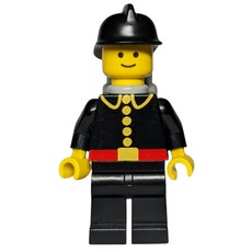 Fireman, Classic, Black Fire Jacket with Red Belt and Buttons, Black Helmet, Airtanks (fig-008482)
