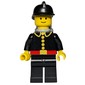 Fireman, Classic, Black Fire Jacket with Red Belt and Buttons, Black Helmet, Airtanks