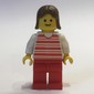 Woman, Red and White Striped Shirt, Red Legs, Brown Hair (3626a Head)