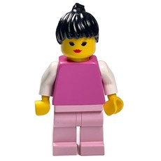 Medium Dark Pink Torso, Pink Legs, Black Hair (fig-008497)
