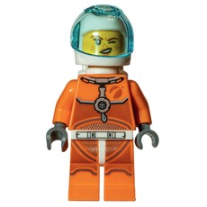 Astronaut, Woman, Orange Torso and Legs, White Helmet, Trans-Light Blue Visor (fig-008505)