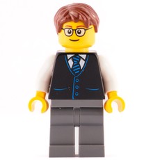 Launch Director - Black Torso, Dark Bluish Grey Legs, Reddish Brown Hair (fig-008507)