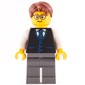 Launch Director - Black Torso, Dark Bluish Grey Legs, Reddish Brown Hair