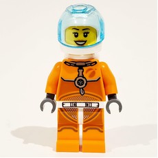 Astronaut - Orange Torso and Legs, White Helmet, Trans-Light Blue Visor, Female (fig-008511)