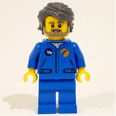 Astronaut - Blue Torso and Legs, Dark Bluish Grey Hair (fig-008512)