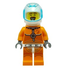 Astronaut - Orange Torso and Legs, White Helmet, Trans-Light Blue Visor, Reddish Brown Mustache (fig-008528)