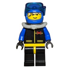 Diver, Man, Black, Yellow, and Blue Wetsuit with Extreme Team Logo, Blue Helmet with Mask, Airtank (fig-008539)