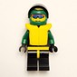 Racer, Extreme Team, Black Jacket, Black Legs, Green Helmet with Visor, Yellow Life Vest, Blue Sunglasses