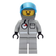 Fireman, Light Gray Fire Suit with Gauge and Pocket, Dark Gray Helmet with Visor, Moustache (fig-008546)