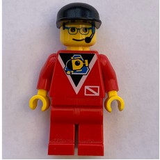 Marine Explorer, Red Shirt with Divers Logo, Black Cap, Glasses and Headset (fig-008551)