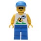 Marine Explorer, White Shirt with Fish, Blue Cap, Sunglasses