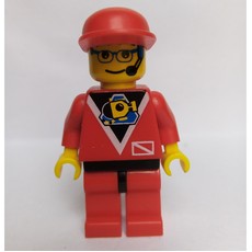 Marine Explorer, Red Shirt with Divers Logo, Red Legs, Red Cap, Glasses and Headset (fig-008555)