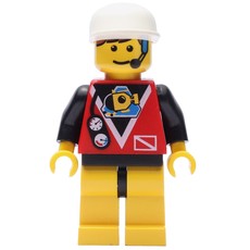 Marine Explorer, Red Shirt with Divers Logo, White Cap, Headset (fig-008559)