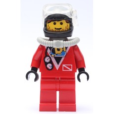 Diver, Man, Red Wetsuit, Black Helmet with Mask, Airtank, Stubble (fig-008561)
