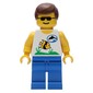 Marine Explorer, White Shirt with Fish, Brown Hair, Sunglasses