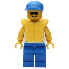 Marine Explorer, White Shirt with Fish, Blue Cap, Yellow Life Vest, Sunglasses (fig-008567)