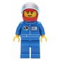 Racer, Blue Jacket with Octan Logo, Blue Legs, Red Helmet with Stars and Visor