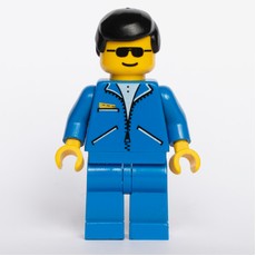Man, Blue Jacket with Zipper, Blue Legs, Black Hair, Sunglasses (fig-008581)