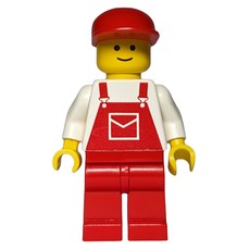 Man - White Torso, Red Overall, Red Cap (3626a Head) (fig-008582)