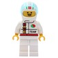 Racer, White Jacket with Octan Logo and 'RACE' and 'TEAM', White Helmet with Stripes and Visor, Moustache