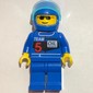 Racer, Blue Jacket with 'TEAM 5', Blue Helmet with Visor, Sunglasses