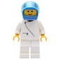 Racer, White Jacket with Zipper, White Legs, Blue Helmet with Visor (3626a Head)