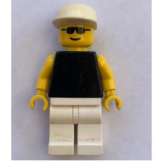 Man, Black Torso with Yellow Arms, White Legs, White Cap, Sunglasses (fig-008603)