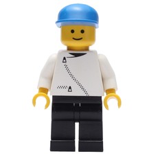 Man, White Jacket with Zipper, Black Legs, Blue Cap (fig-008604)
