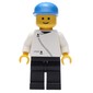 Man, White Jacket with Zipper, Black Legs, Blue Cap