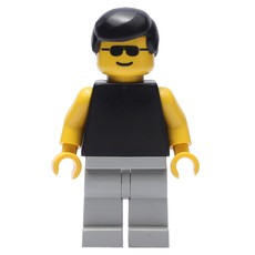 Man, Black Torso with Yellow Arms, Light Gray Legs, Black Hair, Sunglasses (fig-008605)