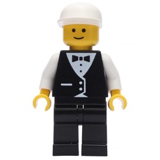 Man, Black Suit and Bow Tie, White Cap (fig-008607)