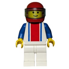 Man, White Torso with Red and Blue Stripes, White Legs, Red Helmet with Visor (fig-008608)