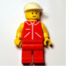 Man, Red Vest with Zipper, Red Legs, White Cap (fig-008610)