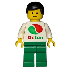 Man, White Top with Large Octan Logo, Green Legs, Black Hair (fig-008611)