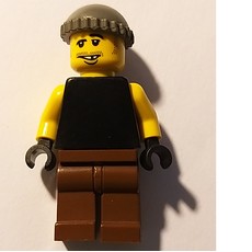 Man, Black Tank Top with Yellow Arms, Brown Legs, Dark Gray Hat (fig-008620)