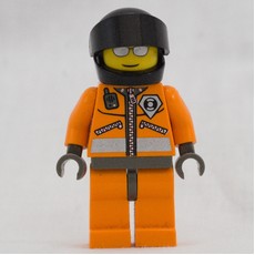 Coast Guard, Orange Jumpsuit with Zipper, Radio, and Badge, Dark Gray Helmet with Visor, Silver Sunglasses (fig-008622)