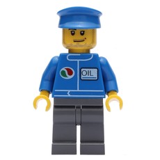 Mechanic, Blue Jacket with Octan Logo, Dark Bluish Gray Legs, Blue Hat, Stubble (fig-008636)