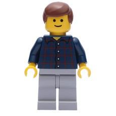 Man, Dark Blue Plaid Shirt, Light Bluish Gray Legs, Reddish Brown Hair (fig-008637)