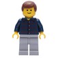 Man, Dark Blue Plaid Shirt, Light Bluish Gray Legs, Reddish Brown Hair