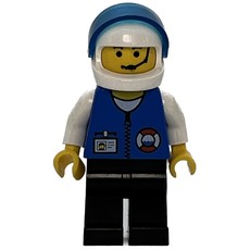 Coast Guard, Blue Jacket with Zipper and ID Badge. White Helmet with Visor, Headset (fig-008643)