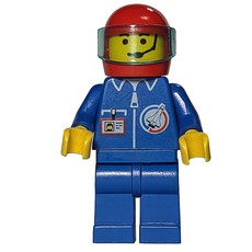Launch Command Pilot, Blue Jumpsuit, Red Helmet with Visor, Headset (fig-008659)