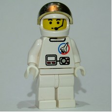 Astronaut, White, Helmet with Large Chrome Gold Visor, Headset (fig-008660)
