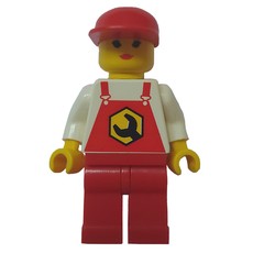 Mechanic, Woman, Red Overalls, Red Cap (fig-008668)