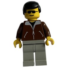 Man, Brown Jacket, Light Gray Legs, Black Hair, Sunglasses (fig-008671)