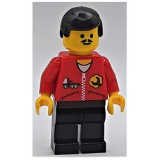 Mechanic, Red Jacket with Zipper, Black Hair, Moustache (fig-008674)